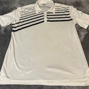 PING SensorCool Mens XXL White Black Striped Performance Golf Polo Shirt 3957